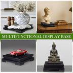 Chunful 2 Pcs Square Wooden Display Stand Wood Vase Display Base Black Pedestal Stand Square Vase Riser for Vases Teapot Trophy Collectibles Aquarium Lamp Home Decoration(7.9 x 7.9 x 2 Inch) - size: 7.9 x 7.9 x 2 Inch