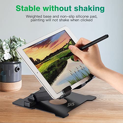 KABCON Tablet Stand,Adjustable Drawing Holder Eye-Level Aluminum Solid Stand for Desk, Portable Monitor, iPad Pro 9.7 10.5 Air Mini,Microsoft Surface Pro,Tab-Up to 15'' - color: Large-Black