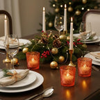 6 Pack Patented Sun Moon Star Embossed Glass Tea Light Candle Holders - Unique Votive Candle Holders for Wedding, Party, and Table Centerpieces (Pumpkin Spice) - color: Pumpkin Spice