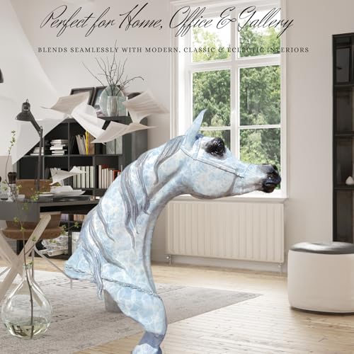 15 in White Bronze Arabian Horse Head Sculpture – Handmade Patina Equestrian Art Bust with Unique Texture, Pure Bronze Horse Statue for Luxury Decor, Gallery & Collectors