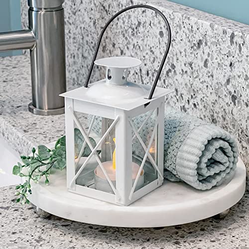 Kate Aspen Rustic Shelf Decor Luminous Vintage Tea Light Votive Candle Holders Metal Mini Decorative Lantern, Distressed White - color: Distressed White - Small, size: 1 Count (Pack of 1)