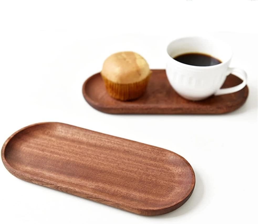 6 Pack Solid Wood Serving Platters and Trays of Natural Wood with Edge,Rectangular Avoid Sliding and Spilling Food (Walnut Trays x 6Pack) - color: Walnut Trays X 6pack