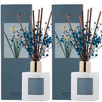 Cocorrína Premium Reed Diffuser Set with Preserved Baby's Breath & Cotton Stick Cashmere Vanilla 2 Packs, 6.7oz Scent Fragrance Oil Diffuser for Bedroom Bathroom Home Décor - size: 6.7 Ounce/2pack