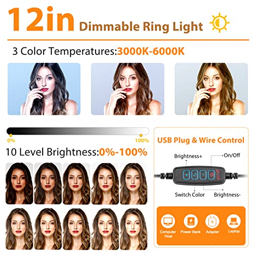 UBeesize 10'' LED Ring Light with 62'' Tripod Stand, Selfie Ring Light for Video Recording, Live Streaming, TikTok & YouTube, Compatible with iPhone & Android (Black) - color: Black, size: 10in