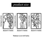 CHENGU 3 Pieces Metal Minimalist Abstract Woman Wall Art Line Drawing Wall Art Decor Single Line Female Home Hanging for Kitchen Bathroom Living Room - style: Floral Style