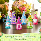 Arrowbash 6 Pcs Summer Ceramics to Draw Ready to Paint Your Own Gnome Statues 5.12 Beach Theme Paintable Figurines DIY White Ceramics Plaster Crafts Kit with Brush Palette - style: Spring