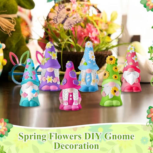 Arrowbash 6 Pcs Summer Ceramics to Draw Ready to Paint Your Own Gnome Statues 5.12 Beach Theme Paintable Figurines DIY White Ceramics Plaster Crafts Kit with Brush Palette - style: Spring