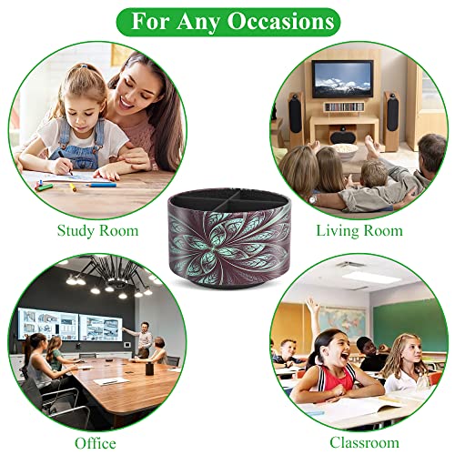 lizimandu Round Leather Art Supply Organizer,Remote Control Holder,360 Degree Rotating,Multi-Functional Pencil Holder,4 Compartments Desktop Stationary Organizer(1-Green Flower) - color: 1-Green Flower