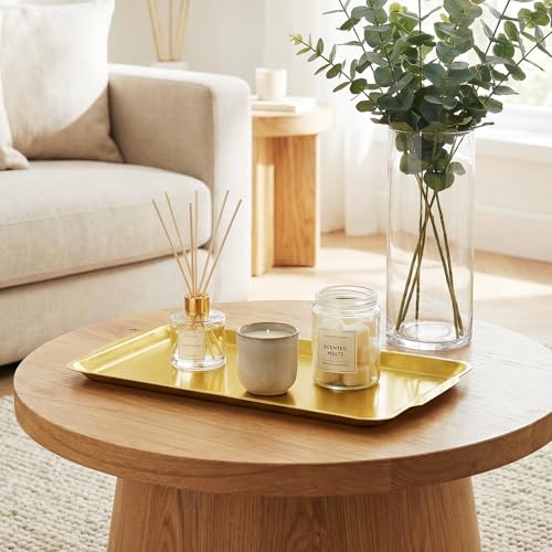3 Pack Gold Stainless Steel Serving Platter, 14.2” Large Rectangle Metal Camping Plate Tray with Handles, Vanity Organizer Trays for Dining, BBQ, Buffet, Party, Appetizer Serving