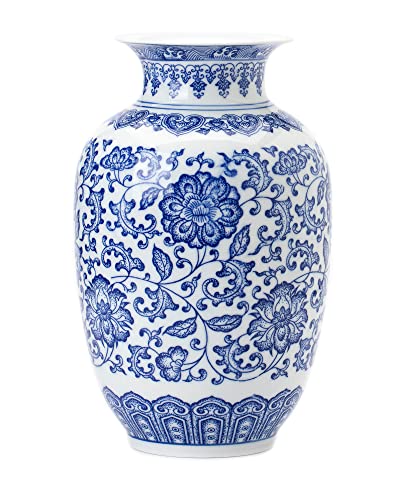Blue Vase, Chinoiserie Vase, Ginger Jar Vase for Home Decor, Blue and White Porcelain Decor,9 "H - size: BlueA 9"H