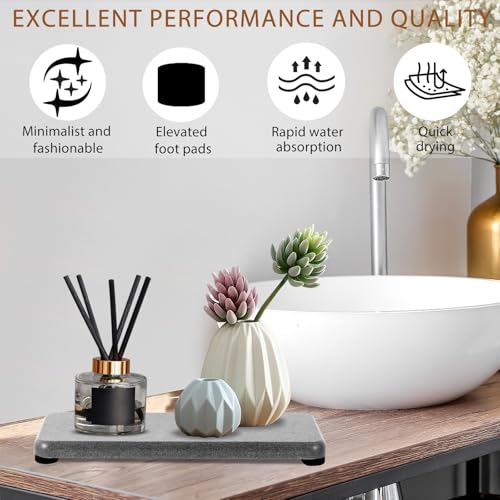 4PCS Water Absorbing Stone Tray, Stone Drying Tray for Bathroom Sink and Kitchen Counter, Fast Drying Diatomite Sink Coasters, Diatomaceous Coaster, Soap Dish Holders - color: Gray