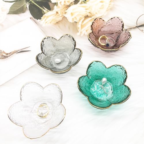 Small Ring Dish Jewelry Bowl, Glass Jewelry Dish Trinket Bowl, Crystal Ring Holder Dish Jewelry Plate, Nightstand Decor Jewelry Holder Dish, Engagement Gift Jewelry Tray Dish for Rings, Keys - color: Clear