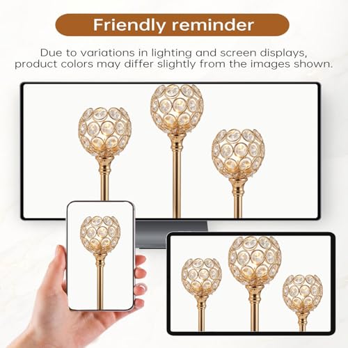Candle Holder Candlestick Holders- 3Set Gold Crystal Pillar Candle Holders,Metal Candlestick Stands for Wedding Centerpieces,Table Decor for Church,Valentine's Day Housewarming Gift,9Pcs - size: 9Pcs