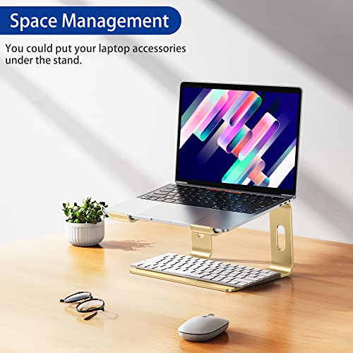 BESIGN LS03 Aluminum Laptop Stand, Ergonomic Detachable Computer Stand, Riser Holder Notebook Stand Compatible with Air, Pro, Dell, HP, Lenovo More 10-15.6" Laptops, Gold - color: F-Gold