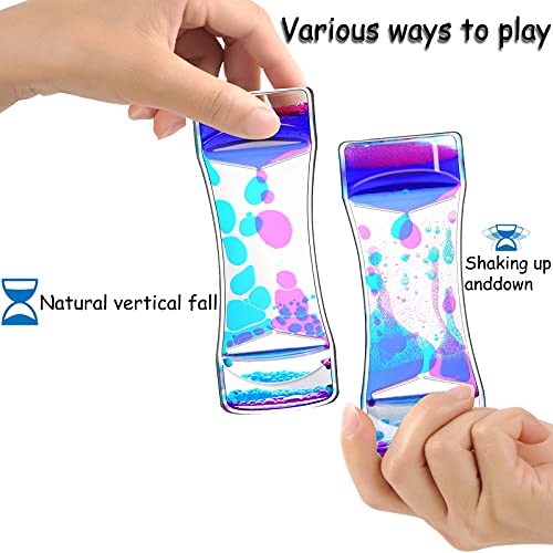 FKYTION Liquid Motion Bubbler Timer Pack of 5 Colorful Hourglass Liquid Bubbler ADHD Fidget Toy Sensory Toy Anxiety Toys Autism Toys Children Activity Calm Relaxing for Kids Teenager Adults
