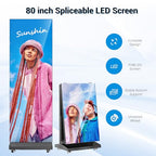 80 Inch LED Digital Signage Display, Foldable Seamless Stitching Kiosk, P1.86 GOB LED Screen Poster with Flight Case, Commercial Advertising Display for Events, Rentals and Weddings (Black, 2 Unit) - size: 2 Unit