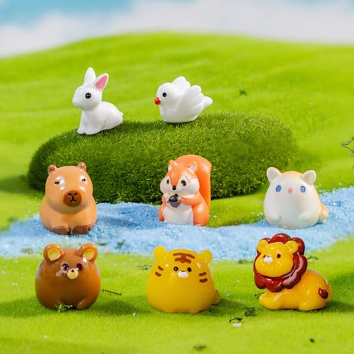 52pc Mini Resin Animal Figurines Set - Enchanted Fairy Garden & Desktop Decor, Eco-Friendly Collectible Gift | Vibrant Miniature Resin Animals for Moms, Women & Nature Lovers