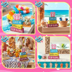 Yuntau 4 Pcs Summer Decorations for Office Hawaii Table Decorations Wooden Sign Flip Flops Table Centerpiece Summer Tiered Tray Decor Decorative Faux Book Stack Block for Coffee Mantel Floating Shelf - style: Pink Flip Flops