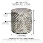 Serene Spaces Living Antique Silver Hobnail Vase, Medium - Beautiful Mercury Glass in a Vase, Use for Weddings, Parties, Events, Home Decor, 5" in Diameter & 5" Tall (Pack of 1)