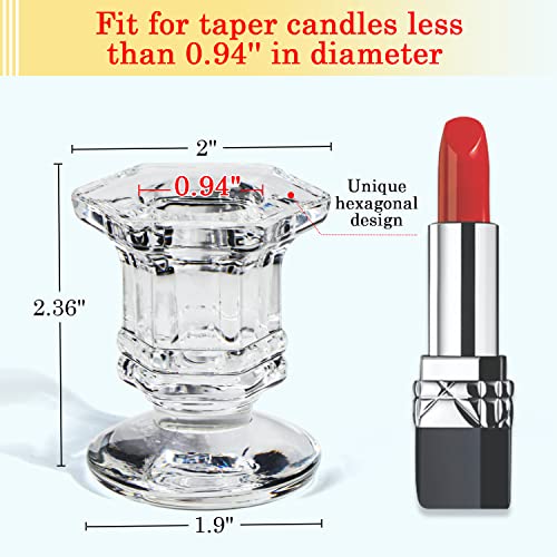 Lanttu Candlestick Holders Bulk, 12 Pcs Glass Candle Holders Set Clear, Crystal Taper Candle Holder for Wedding, Table Centerpiece, Home Decoration - color: Clear