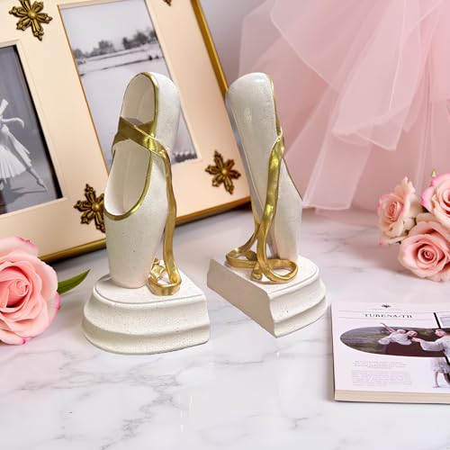 Ballet Shoes Book Ends Decorative Bookends for Shelves, Elegant Ballet Bookends for Bookshelf Decor, Decorative Book Stoppers for Home Office Display - color: Dancing Shoes - Pink