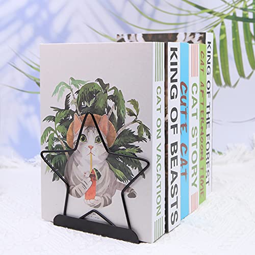 Fashion Star Bookend Non-Skid Metal Book Ends Book Stands for Home Shelves School Office Decoration Kids Study Gift (Black) - color: Black