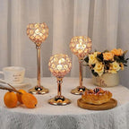 Candle Holder Candlestick Holders- 1Set Gold Crystal Pillar Candle Holders,Metal Candlestick Stands for Wedding Centerpieces,Table Decor for Church,Valentine's Day Housewarming Gift,3Pcs - size: 3Pcs