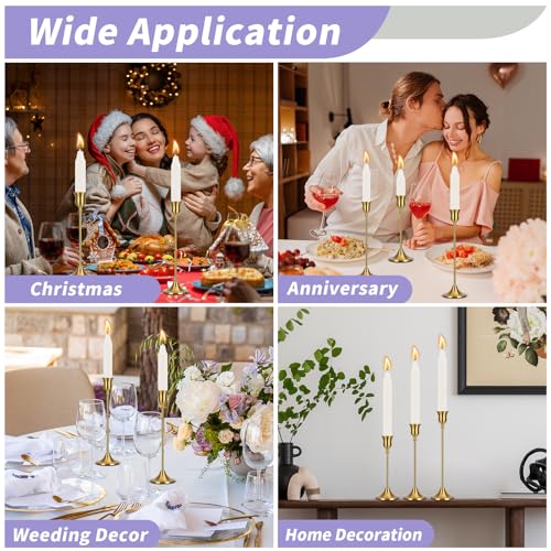 Candlestick Holders Taper Candle Holders, Candle Stick Holders Set of 3, Brass Gold Candlestick Holder, Candle Holder for Wedding Party Dining