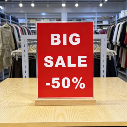 5x7 Inch Acrylic Sign Holder with Wood Base Vertical and Slant Displays(6 Pack 5*7") - size: 6 Pack 5*7"