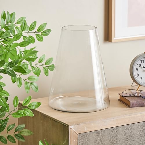 Deco 79 Glass Decorative Vase Cone Shaped Centerpiece Vase, Flower Vase for Home Decoration 10" x 10" x 13", Clear - size: 10" x 10" x 13"