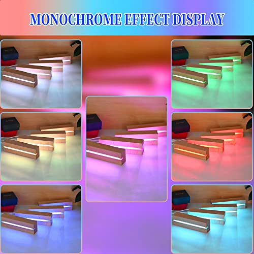 EATAKWARD 4 Pcs 5.9" Wood Rectangle Light Display Pedestal, Wooden LED Display Base Dimmable Colorful Lights Lamp Stand with USB Cable for Acrylic, Crystal, Night Light, Glass Resin Art - color: Inner Slot, Square Base
