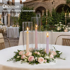Glasseam Hurricane Taper Candle Holders: Set of 3 Glass Candlestick Holders with Clear Tall Cylinder Candle Sleeves for Centerpiece Table Outdoor Wedding Home Decor 9.84''/11.84''/13.78'' - size: Hurricane+Candlestick