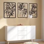 CHENGU 3 Pieces Metal Minimalist Abstract Woman Wall Art Line Drawing Wall Art Decor Single Line Female Home Hanging for Kitchen Bathroom Living Room - style: Modern