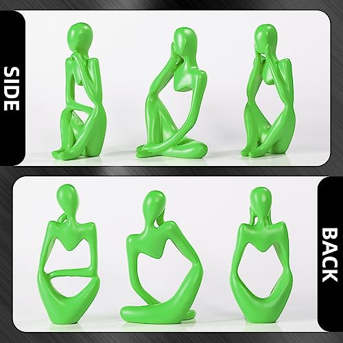 BMLCGJ Thinker Statue Gold Decor Abstract Art Sculpture, Golden Resin Collectible Figurines for Home Living Room Office Shelf Decoration,Great Gifts Ideas (Light Green) - color: Light Green