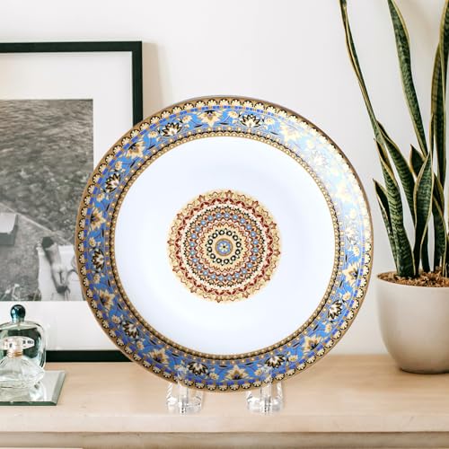 Plate Stands for Display, 1 Pack Clear Acrylic Display Easel with Adjustable Pegs for Decorative Plate, Books, Records, Plaque, Picture Frame, Platter Tabletop Art (1-Pack)