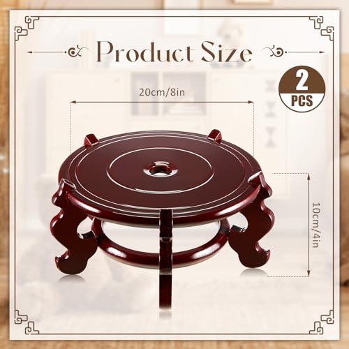 Geetery 2 Pcs 4 to 12 in Wooden Plant Stands Indoor Chinese Oriental Plant Stand for Vase Fishbowl Flower Pot Lamp Redwood Base Vintage Display Rack Decor(8 Inch) - size: 8 Inch
