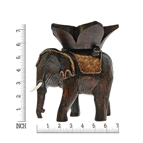 AeraVida Royal Elephant with Flower Candle Holder Rain Tree Wood Handmade | Living Room Candle Décor | Handmade Candle Holders | Living Room Decor | Candle Holder