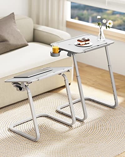 SAIJI TV Tray Table - Heavy Duty Extra Large TV Tray, Upgraded TV Dinner Trays for Eating Snack Food, Tilt & Height Adjustable TV Tray Laptop Desk for Sofa & Bedside Small Table - color: Grey