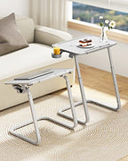 SAIJI TV Tray Table - Heavy Duty Extra Large TV Tray, Upgraded TV Dinner Trays for Eating Snack Food, Tilt & Height Adjustable TV Tray Laptop Desk for Sofa & Bedside Small Table - color: Grey