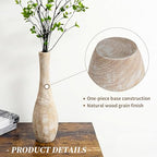 Hanobe Floor Vase Home Decor: 22 inch Tall Decorative Wood Vases for Living Room Large Rustic Farmhouse Boho Vase for Dining Table Centerpiece Bedroom Corner Hallway