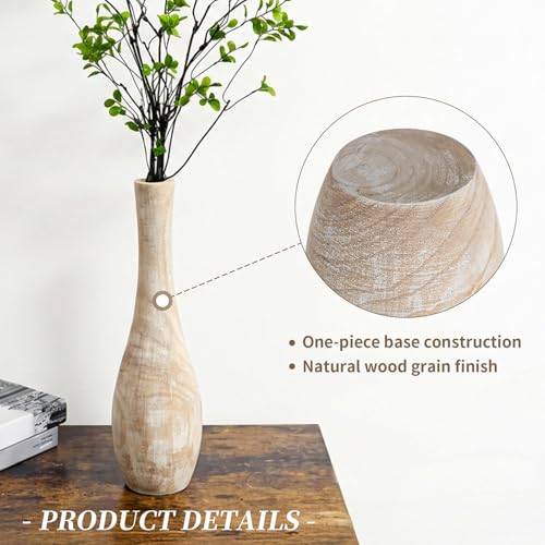 Hanobe Floor Vase Home Decor: 22 inch Tall Decorative Wood Vases for Living Room Large Rustic Farmhouse Boho Vase for Dining Table Centerpiece Bedroom Corner Hallway