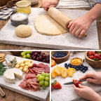 Marble Cheese and Pastry Board 16 x 12 Inch – Natural Carrara White Marble Cutting Board and Serving Tray for Dough, Bread, Pizza, Charcuterie – Heavy, Non-Slip, Gift-Ready. - color: White, size: 16"L x 12"W