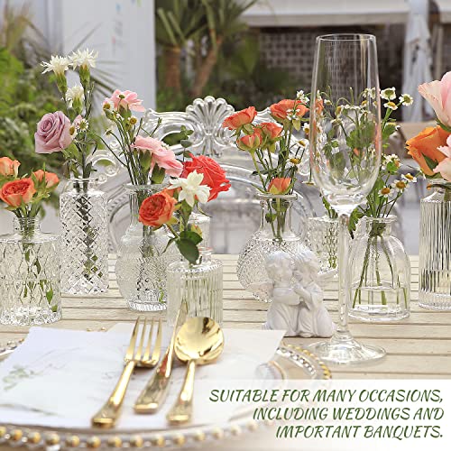 Glass Bud Vase Set of 22, Small Vases for Flowers, Clear Centerpieces, Mini in Bulk Rustic Wedding Decorations, Vintage Look Home Table Flower Decor - color: Clear