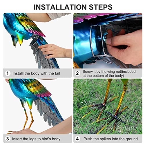 chisheen Metal Peacock Statue Garden Decor Yard Art Sculpture Outdoor Decoration for Lawn,Patio,Backyard,Housewarming Birthday Gifts for Women,Mom,Grandma