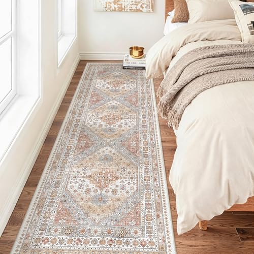 zesthome Washable Runner Rug 2.5x8 - Stain Resistant Entryway Rugs, Ultra-Thin Kitchen Rug, Anti Slip Backing Runner Rugs for Entrance Laundry Room Indoor Hallway (Orange,2.5'x8') - color: Orange, size: 2'6" x 8' (Runner)