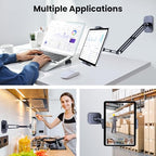 Extended Version Tablet Wall Mount Holder, 15" Aluminium Wall Mount for IPad with 360° Adjustable Rotating Base for iPad Pro Air Mini, Galaxy Tab, All 4.7-13" Phones and Tablets (Long Style) - size: Extra-Long Dual-Arm