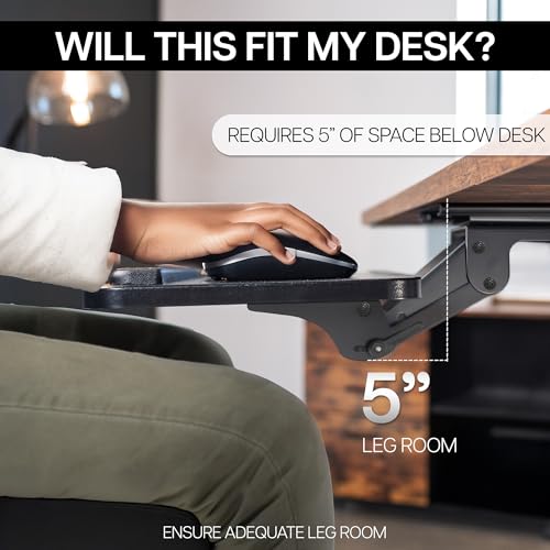 VIVO Adjustable Computer Keyboard & Mouse Platform Tray Ergonomic Under Table Desk Mount Drawer Underdesk Shelf (MOUNT-KB03B) - color: Black, size: 25"
