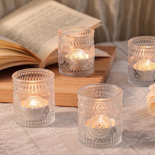 MATAHUM 12 Pcs Clear Votive Candle Holder, Glass Tealight Candle Holders for Wedding Table Centerpiece, Home Decor, Birdal Shower, Party - color: Clear, size: 12pcs
