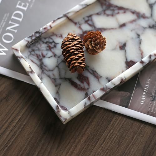 100% Natural Luxury Calaccata Viola Marble Small Hand Towel Tray Holder Organizer, Makeup Bathroom Holder - color: Viola-rectangle-10"x5"x0.7"