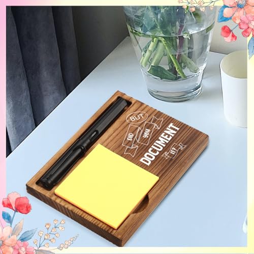 FOUGSTA Funny Office Gifts for Accountant, Gag Office Gifts for Accountant, Gag Desk Decor Gift for Coworker,Wooden Notepad Pen Holder With Funny Quotes,16.5 x 12 x 1.5 cm,XXN12 - style: but did you document it